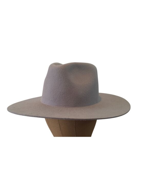 None Accessories - Gray 100% Wool Wide Flat Brim Starburst Design Fedora Hat Sz 7